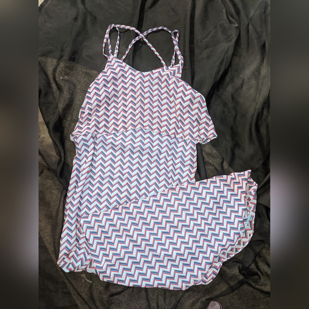 Summer dress blue red and white